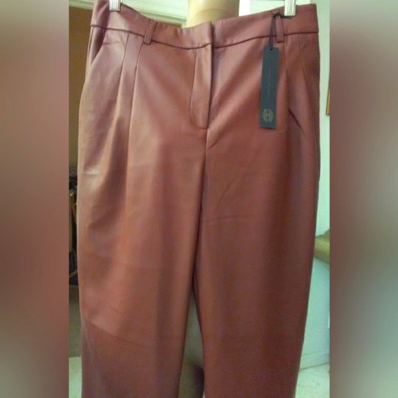 BNWT BEAUTIFUL HOUSE OF HARLOW FAUX LEATHER DRESS PANT MED. BROWN SZ. 8 SOFTEST! - Picture 5 of 8